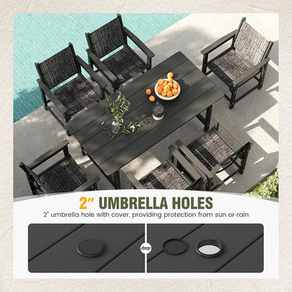 UDPATIO HDPE Patio Dining Set, Heavy Duty Extra-Wide Outdoor Table and Chairs with 360 lb Load Capacity, Easy to Assembly, All-Weather Seating for Patio, Pool, Garden, Backyard