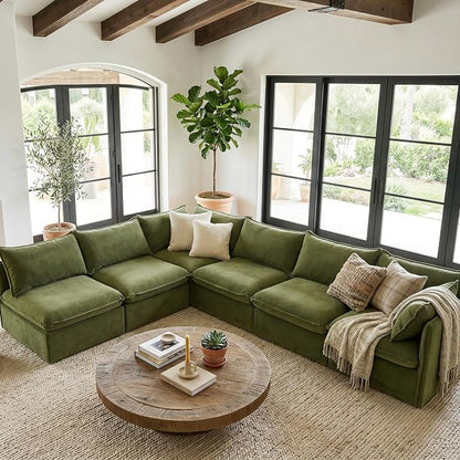 Cloud Modular Corner Sectional, Oversized Deep Seat Comfort, Luxe Chenille | Fully Removable Washable Covers, Memory Foam Seat Cushions, Premium Fabric