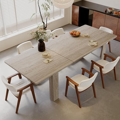 JassmiPkwy Expandable Dining Table for 8 People, 55-86 Inch Large Rectangular Wooden Indoor Dinner Tables, Kitchen Dining Table for Home,Oak