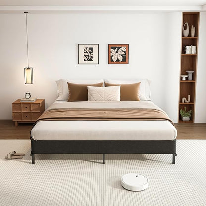 VIPSHOW 7 Inch California King Metal Box Spring with Round Corners - 3000 lbs Capacity, High Profile Heavy Duty Mattress Foundation with Steel Slats, Noise-Free, Easy Assemble, Black