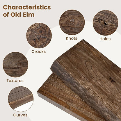 Floating Shelves for Wall Decor, 8" Deep Solid Elm Wood Floating Shelves Wall Mounted, Rustic Wall Shelves with Invisible Bracket for Living Room Bathroom Bedroom Kitchen, 36 Inch Set of 2, Walnut