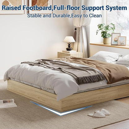 GarveeHome Queen Size Wood Platform Bed Frame,Wooden Bed Frame Without Headboard, Wood Slat Support,No Box Spring Needed, Easy Assembly
