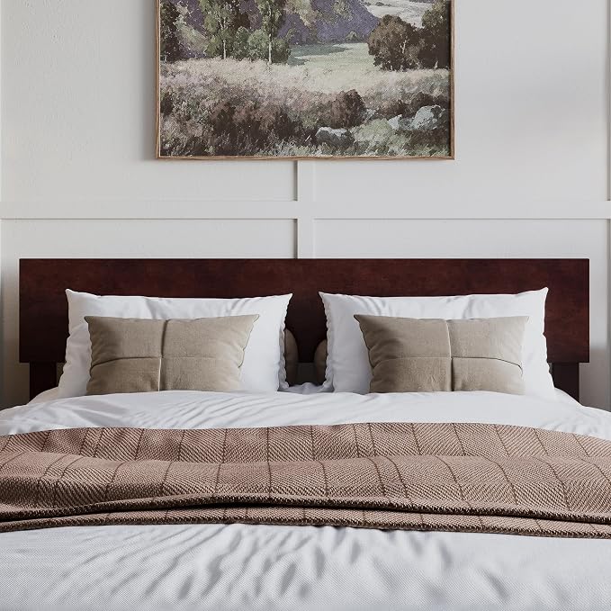 AFI, Orlando Queen Adjustable Modern Solid Wood Panel Headboard, Espresso