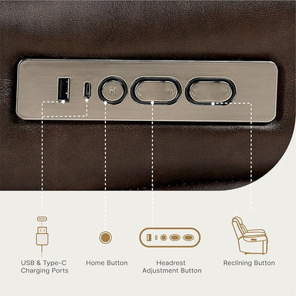 KISLOT Power Recliner Chair Wall Hugger Recliner with Adjustable Headrest and Footrest Dual Motor Electric Faux Leather Reclining Sofa with USB/Type-C Charging for RV Living Room Bedroom