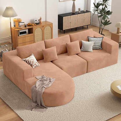 Boneless Couches for Living Room,Cloud Sectional Couch with L-Shape Chaise,Modern Modular Sofa with Deep Seat Upholstered Comfy Couches for Bedroom,No Assembly Required,1PCS