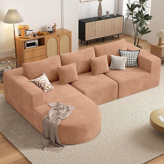 Boneless Couches for Living Room,Cloud Sectional Couch with L-Shape Chaise,Modern Modular Sofa with Deep Seat Upholstered Comfy Couches for Bedroom,No Assembly Required,1PCS