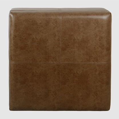 HomePop 28" Faux Leather Square Storage Ottoman - Brown
