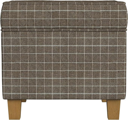 HomePop 18" Classic Square Storage Ottoman - Brown Windowpane