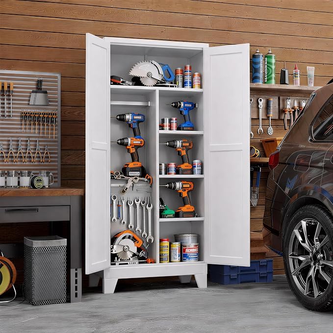 71" H Tall Pantry Cabinet with Doors,Kitchen Pantry Cabinet,Black Metal Storage Cabinets,Garage Storage Cabinet,Food Storage Cabinet with Doors and Shelves
