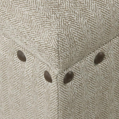 HomePop Large Storage Bench with Nailhead Trim - Taupe and Cream