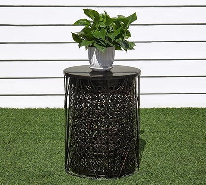 HFHOME Set of 3 Heavy-Duty Round End Table, Side Table, Coffee Table for Indoor Multifunctional Use, Outdoor Decorative Garden Stool Plant Stand-Bronze