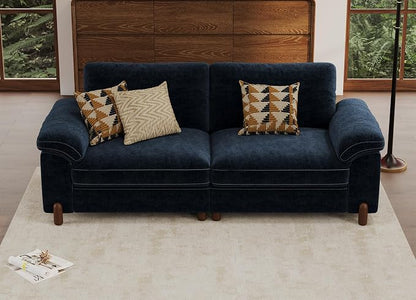 SITJOY Large Cloud Couch, 86" Wide 2 Seater Loveseat, Chenille in Navy Blue | Detachable and Washable Chenille Cover Sectional Sofas for Living Room, Deep Seat Wide Couch