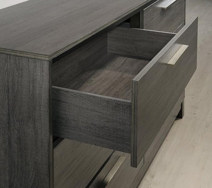 Roundhill Furniture Ioana 187 Antique Grey Finish Wood Bed Room Set, Queen Size Bed, Dresser, Mirror, Night Stand, Chest
