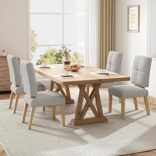 HOMRELEXA Wooden Dining Chairs Set of 4, Dining Room Chairs with Wood Legs, Cloud-Like Cushion & Reinforcement Structure Design for Kitchen/Living Room/Restaurant, Easy Assembly