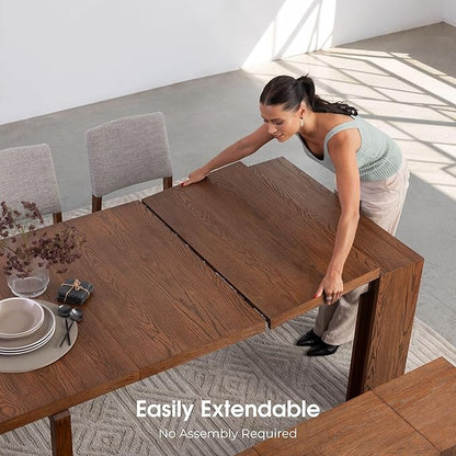 Transformer Table - Solid Wood Extendable Dining Table, Seats 2-12, Expandable Dining Room Table, Space-Saving Furniture, Kitchen and Dining Room Furniture (Brown, Table + Coffee Table)