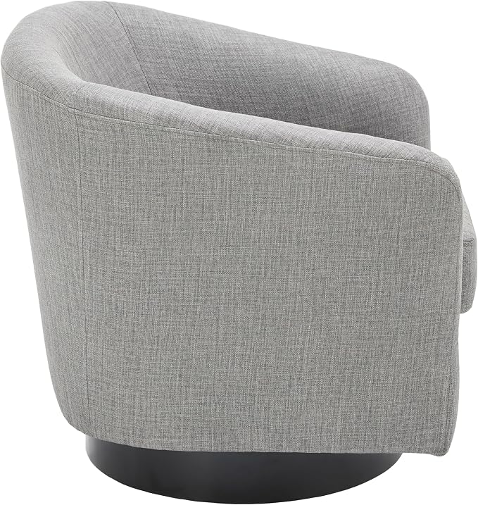 360° Swivel Accent Chair, Fabric Barrel Club Chair Upholstered Armchair for Living Room, Round Arm Chair Bedroom Single Sofa Reading Seat - Flax Gray