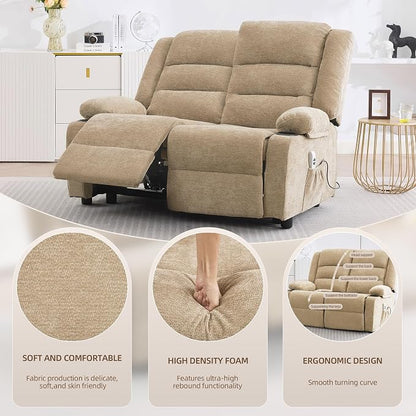 52Inch Reclining Loveseat Sofa,Power Loveseat Recliner,Electric Love seat Recliner Sofa for Bedroom,Living Room with Charging Ports,Brown