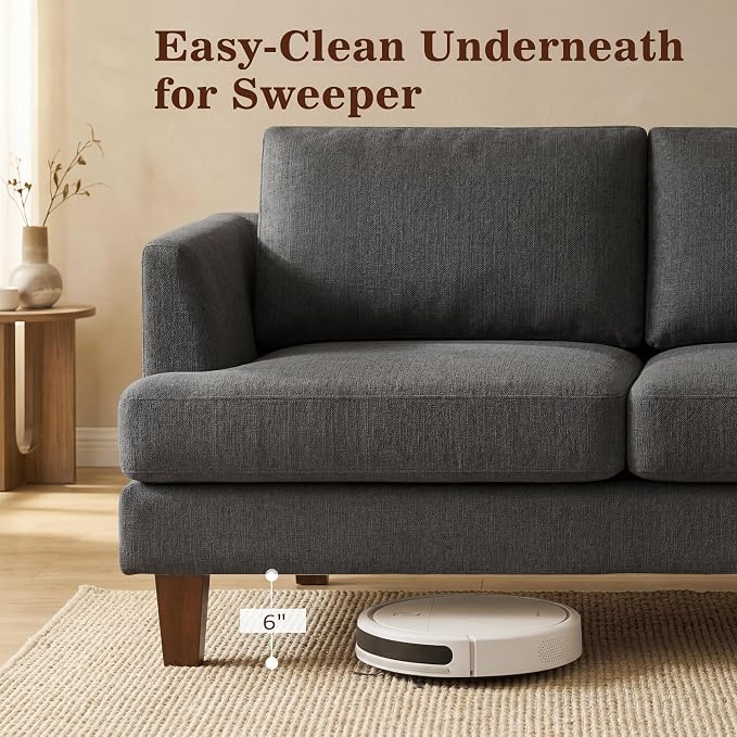 Gericco Mid Century Modern Couches for Living Room, 89" Comfy Couch Sofa with 3-Seater Deep Seats, Upholstered Sofas for Living Room, Office Apartment, Bedroom, Dark Grey