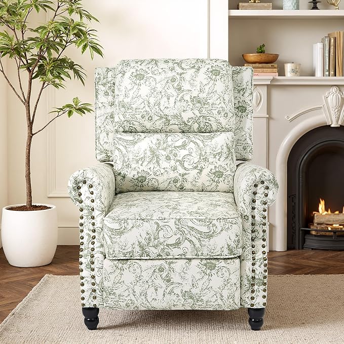 Recliner Chair, Modern Pushback Armchair with Adjustable Backrest & Footrest for Bedroom, Living Room
