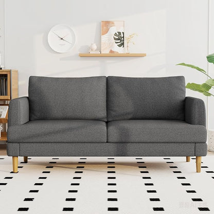 70" Modern Loveseat Sofa with USB Type-C Ports, Linen Fabric 2-Seater Deep Seat Couch, Cozy Small Couch Sofa for Living Room Bedroom Office Apartment (Dark Grey)