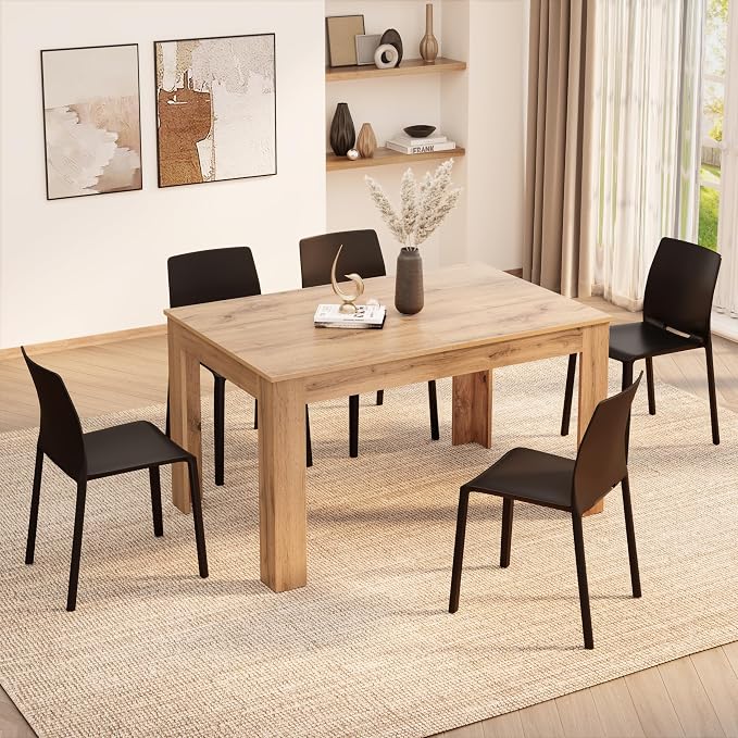 Mobili Fiver, Easy, Extendable Dining Table, 55,1(86,6) x35,4 in, Rustic Oak, for 6-8 People, Expandable Dining Table for Kitchen, Italian Furniture