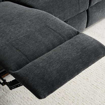75'' Manual Reclining Sofa with Storage Drawer, 3 Seat Wall Hugger Recliner Couch with Cup Holders, Side Pockets, Chenille Fabric, Compact 3-Person Recliner for RV, Living Room, Apartment (Black)