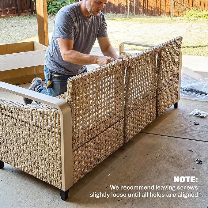 Outsunny Outdoor Patio Couch with Wide and Deep Seat, 3 Seater Wicker Outdoor Sofa with Wide Metal Armrests, Patio Furniture Couch with Cushions for Porch, Garden, Backyard, Dark Blue | Removable Covers