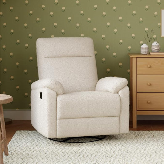 Davinci Suzy Glider Recliner Nursery Chair - Glider Rocking Chair for Nursery and Living Room - GREENGUARD Gold, FSC & Certi-PUR US Certified - 360° Swivel Rocker Recliner Chair (Cozy Cream Boucle)