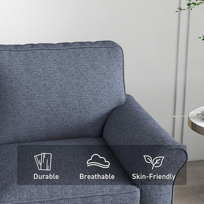 Bonzy Home 57" Loveseat Sofa, 2 Seater Comfy Love Seat Sofa for Living Room, Apartment, Office, Blue