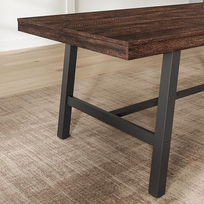 GarveeHome Industrial Dining Table for 6-8 People, 78.7" Long Kitchen Table with Sturdy Metal Frame, Rectangular Counter for Dinner, Kitchen, Dining Room (Rustic Birch, 79" Non-extendable)