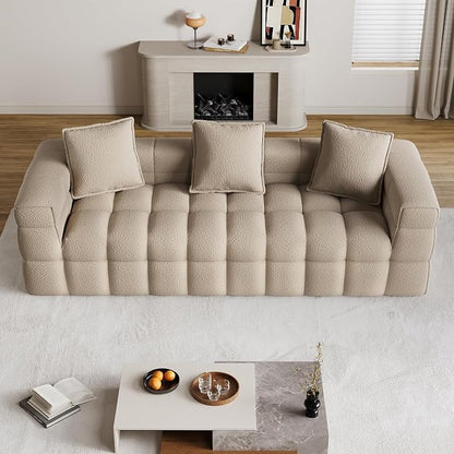 91.3" Boneless Couch,Comfy Cloud Sectional Sofa with Deep Seat,Modern Upholstered Chenille Love Seat Sofa, Oversized Couches for Living Room, No Assembly Required Tufted Sofas, Light Brown
