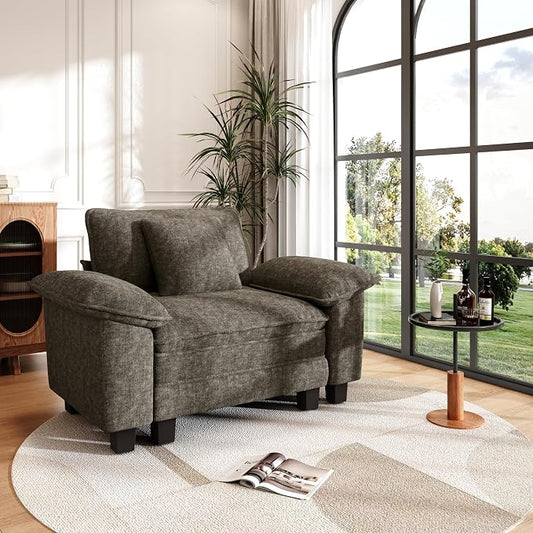 PHI VILLA Cloud Modular Couch Sets, Sectional Sofa Couches for Living Room, Single Seat for 1 Person, Chenille Ash