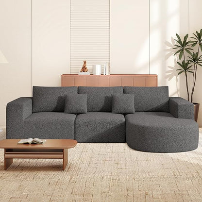 Boneless Couches for Living Room,Cloud Sectional Couch with L-Shape Chaise,Modern Modular Sofa with Deep Seat Upholstered Comfy Couches for Bedroom,No Assembly Required,1PCS
