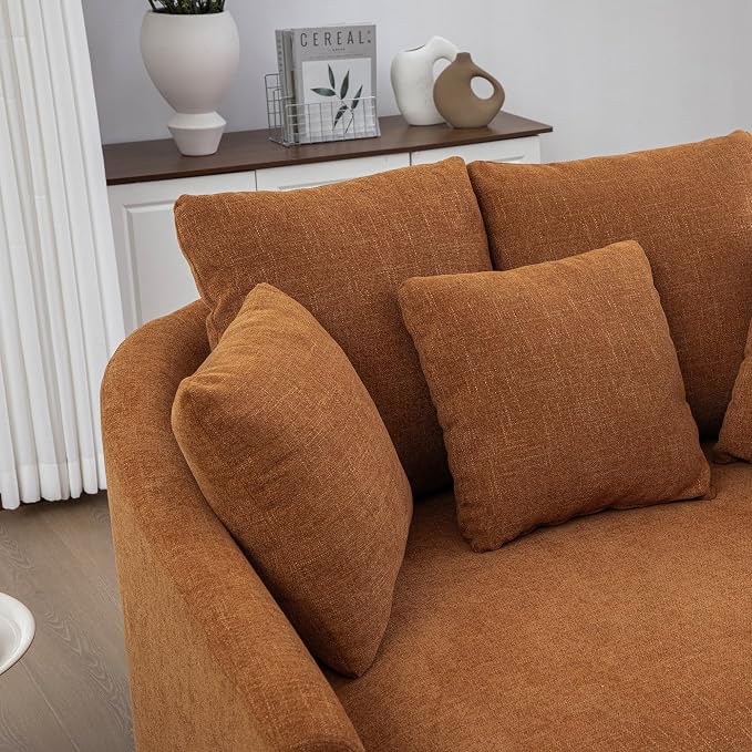 ERYE 56.3" Chenille Upholstered Accent Chair Deep Seat for Living Room Bedroom, Oversized Leisure Cushion Armchair W/ 5 Pillows and Removable Cover for Home Apartment Office