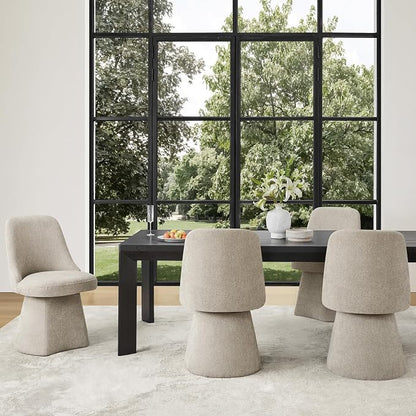 KISLOT Swivel Dining Chairs Set of 1, Upholstered Mid Century Modern Deskchair with High Back, Linen Fabric Kitchen Chairs for Dining Room, Bedroom, Dressing Room, Khaki