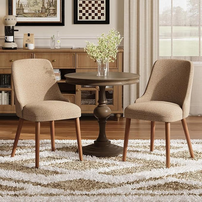MALOL Upholstered Dining Chairs Set of 2, High-Back Dining Room Chair with Wood Legs, Padded Kitchen Chairs for Dining Room/Restaurant/Cafe, Camel