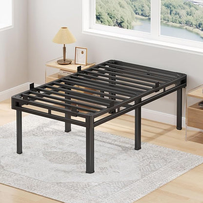 Superay Twin Bed Frame, 20 inch Metal Bed Frame & Box Spring 2 in 1 Platform with Rounded Legs, Double Layer Bed Frame with Matress Gasket & headboard Adapter, Support Up to 4000lbs