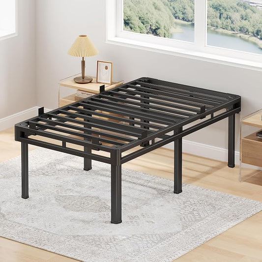 Superay Twin Bed Frame, 24 inch Metal Bed Frame & Box Spring 2 in 1 Platform with Rounded Legs, Double Layer Bed Frame with Matress Gasket & headboard Adapter, Support Up to 4000lbs