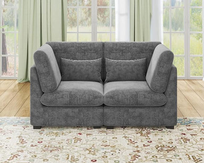 77" Oversized Chenille Couch Modular Sectional Sofa, Washable Cloud Couch Sectional, 2 Seater Sectional Couches for Living Room, Fully Cover Removable, Loveseat Sofa, Chenille, Grey