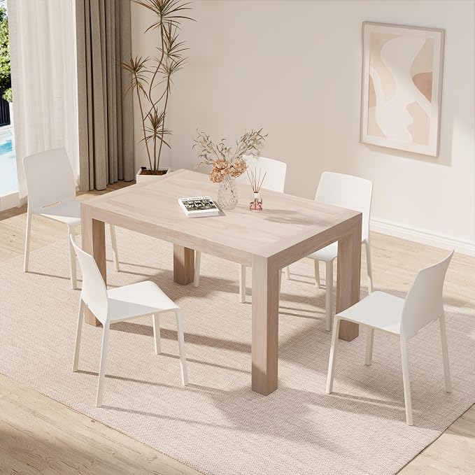 Mobili Fiver, Iacopo Extendable Dining Table, 55.1(86.6) x35.4 in, Pearled Elm, for 6-10 People, Expandable Dining Table for Kitchen, Living Room, Italian Furniture