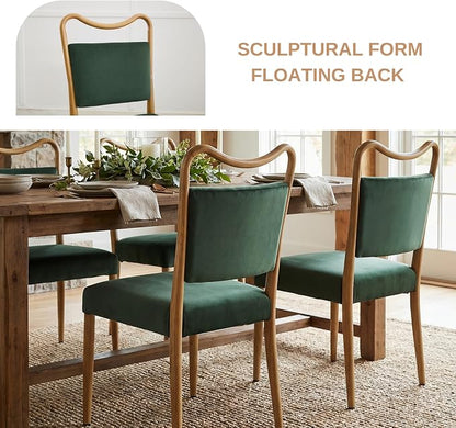 Velvet Dining Chairs Set of 6, Upholstered Dining Chairs with Wood Grained Metal Frame, Mid Century Modern Velvet Chairs for Dining Room, Kitchen and Restaurant,Velvet Green