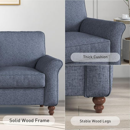 Bonzy Home 57" Loveseat Sofa, 2 Seater Comfy Love Seat Sofa for Living Room, Apartment, Office, Blue