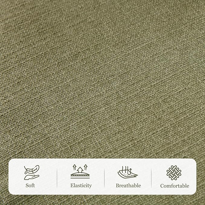 HUIMO Accent Chair for Living Room, Tufted Upholstered Club Chair with Lumbar Pillow, Vintage Reading Armchair with Solid Wood Legs for Bedroom Apartment, Olive Green