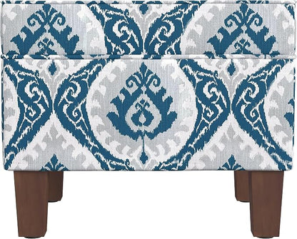 HomePop 22" Modern Rectangular Storage Ottoman - Blue Ikat Medallion Print