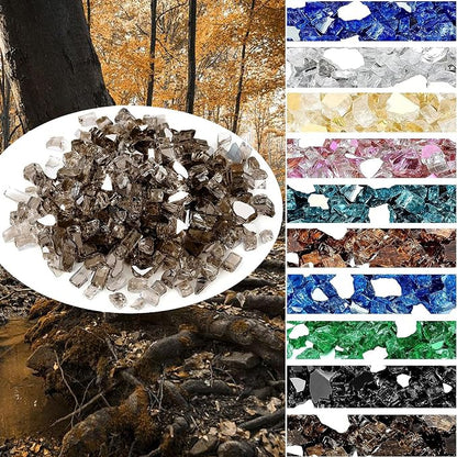 Onlyfire 10 lbs Fire Glass Rocks 1/4 Inch, Reflective Tempered Glass for Propane Fire Pit & Gas Fireplace, High Luster Firepit Glass Stones for Fire Table, Bronze (Multicolor Options Available)
