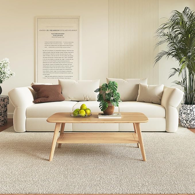 Coffee Table Small Solid Wood Center Table Mid Century Vintage Living Room Coffee Table, Original 47.24 Inch
