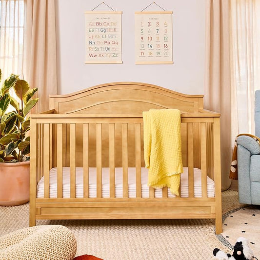 Davinci Charlie 4-in-1 Convertible Crib, GREENGUARD Certified, Honey | Converts to Toddler Bed, Daybed, Full-Size Bed, 4 Adjustable Mattress Heights, Conversion Kits Sold Separately, Easy Assembly
