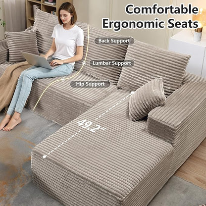 107.5" Cloud Sectional Couch with L-Shape Chaise, Modern Cloud Couch with Deep Seat, Modular Sectional Couches for Living Room, Apartment, Office, No Assembly Required