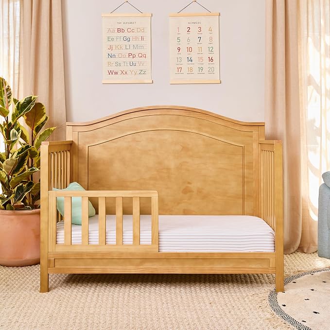 Davinci Charlie 4-in-1 Convertible Crib, GREENGUARD Certified, Honey | Converts to Toddler Bed, Daybed, Full-Size Bed, 4 Adjustable Mattress Heights, Conversion Kits Sold Separately, Easy Assembly