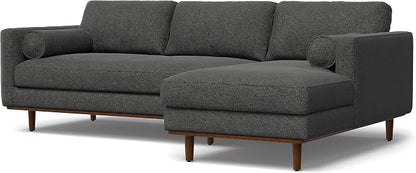 SIMPLIHOME Morrison Right Sectional Sofa in Woven-Blend Recycled Polyester Fabric, Charcoal Grey, 102-inches Wide, L-Shaped Couch with Right Chaise for the Living Room and Family Room